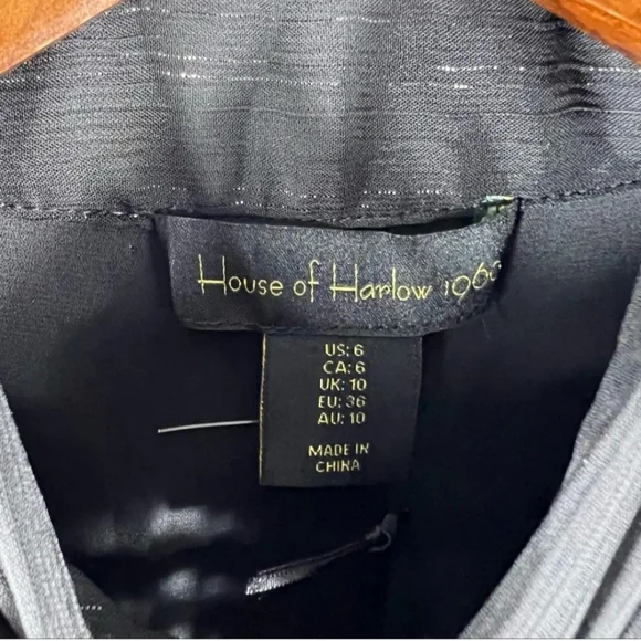 NWT HOUSE OF HARLOW 1960 Black Ruched Mini Dress in Size 6 - Picture 2 of 10